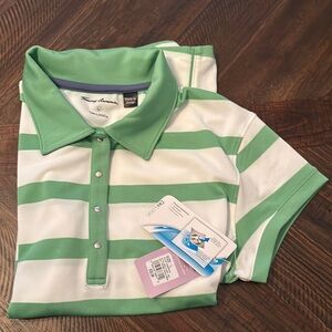 Tommy Armour  Green and White Striped Women’s Polo Golf Shirt